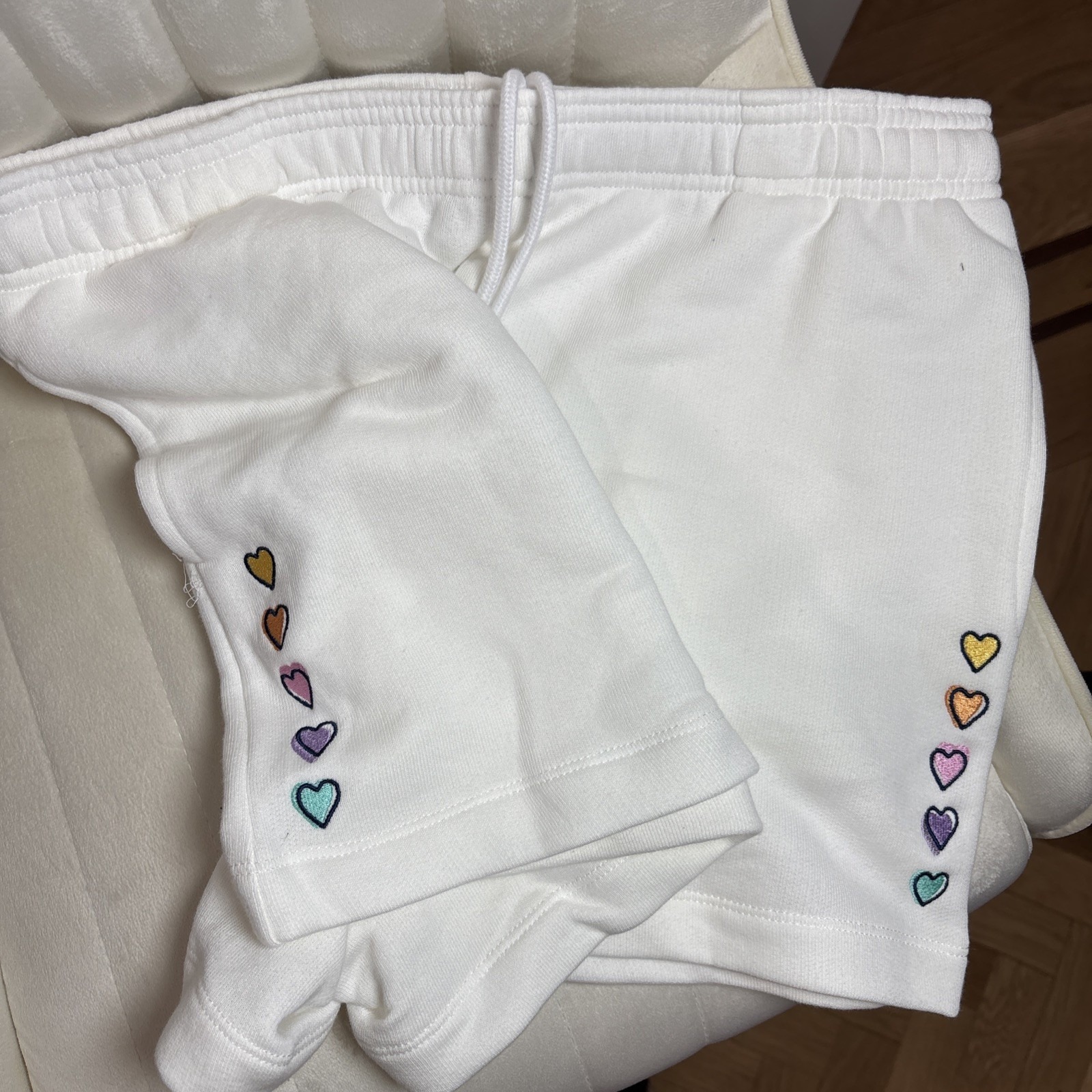 Roller Rabbit X Target Women's Disco Hearts Sweat Shorts White Size Medium New